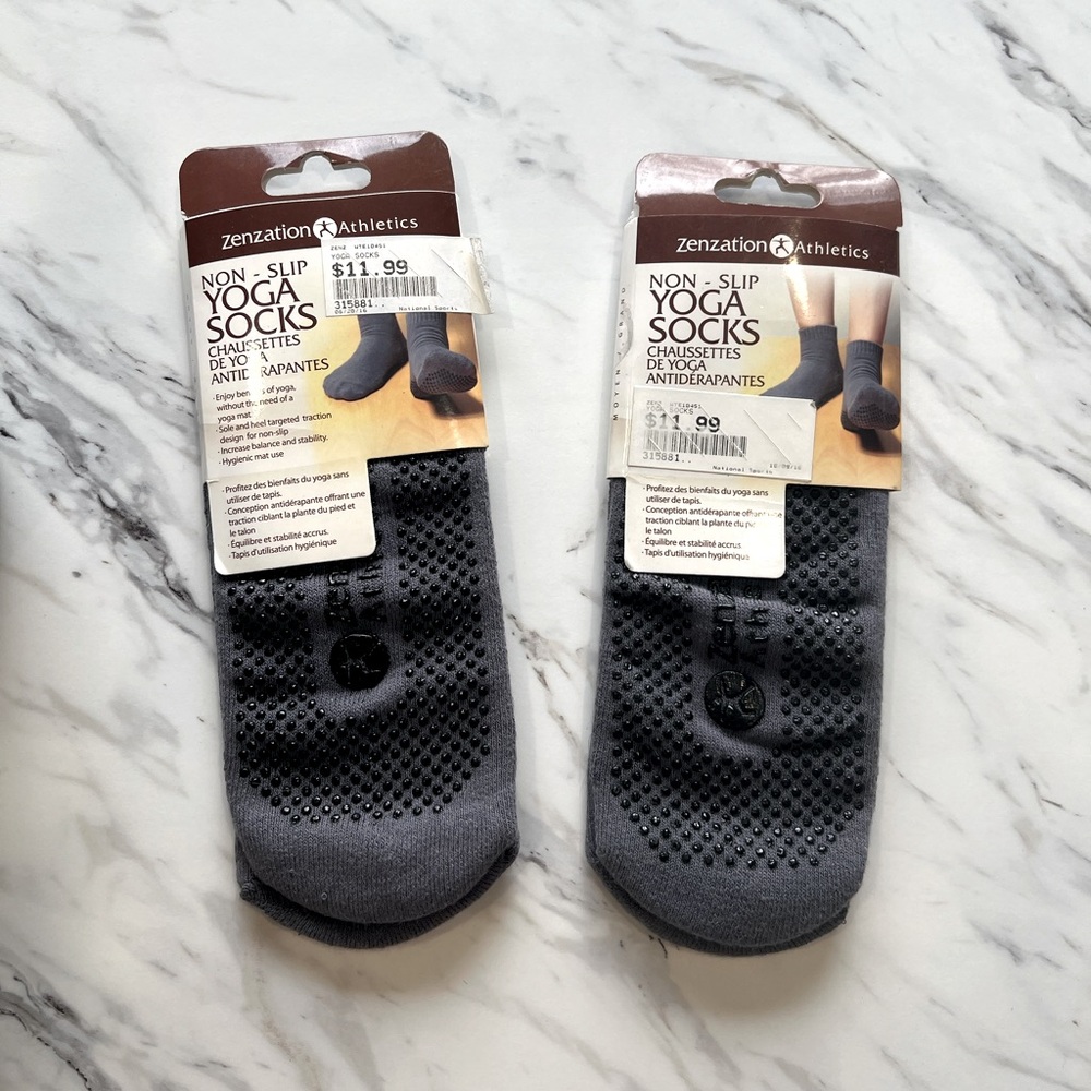 Non-Slip Ankle Yoga Socks, Grey, 2 Sets